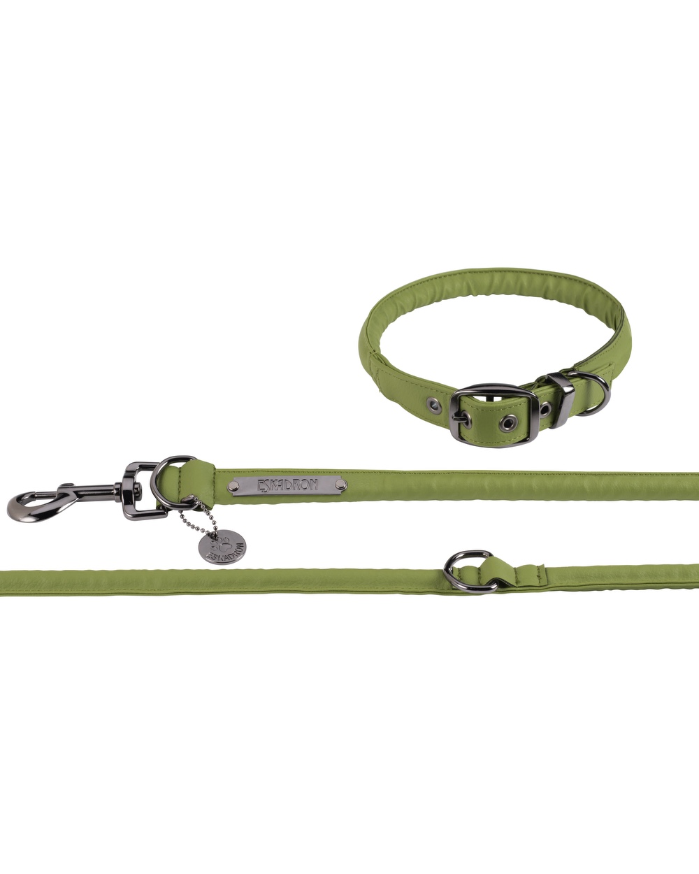 Hundeset Faux Leather Platinum in moss green