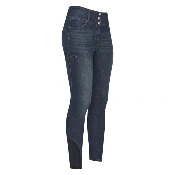 Reithose Damen Elena denim Vollgrip in Dark Blue Denim