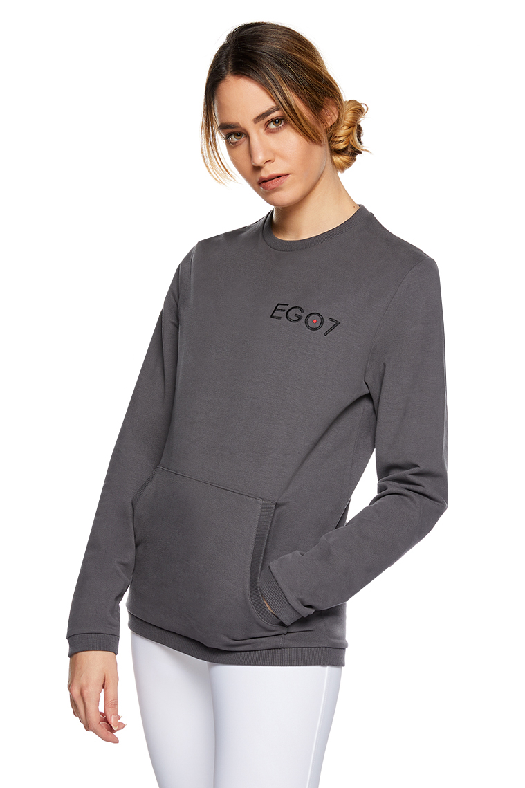 Damen Sweater Pock in grau/schwarz